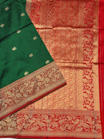 Emerald Green Motif Katan Silk Handwoven Banarasi Saree