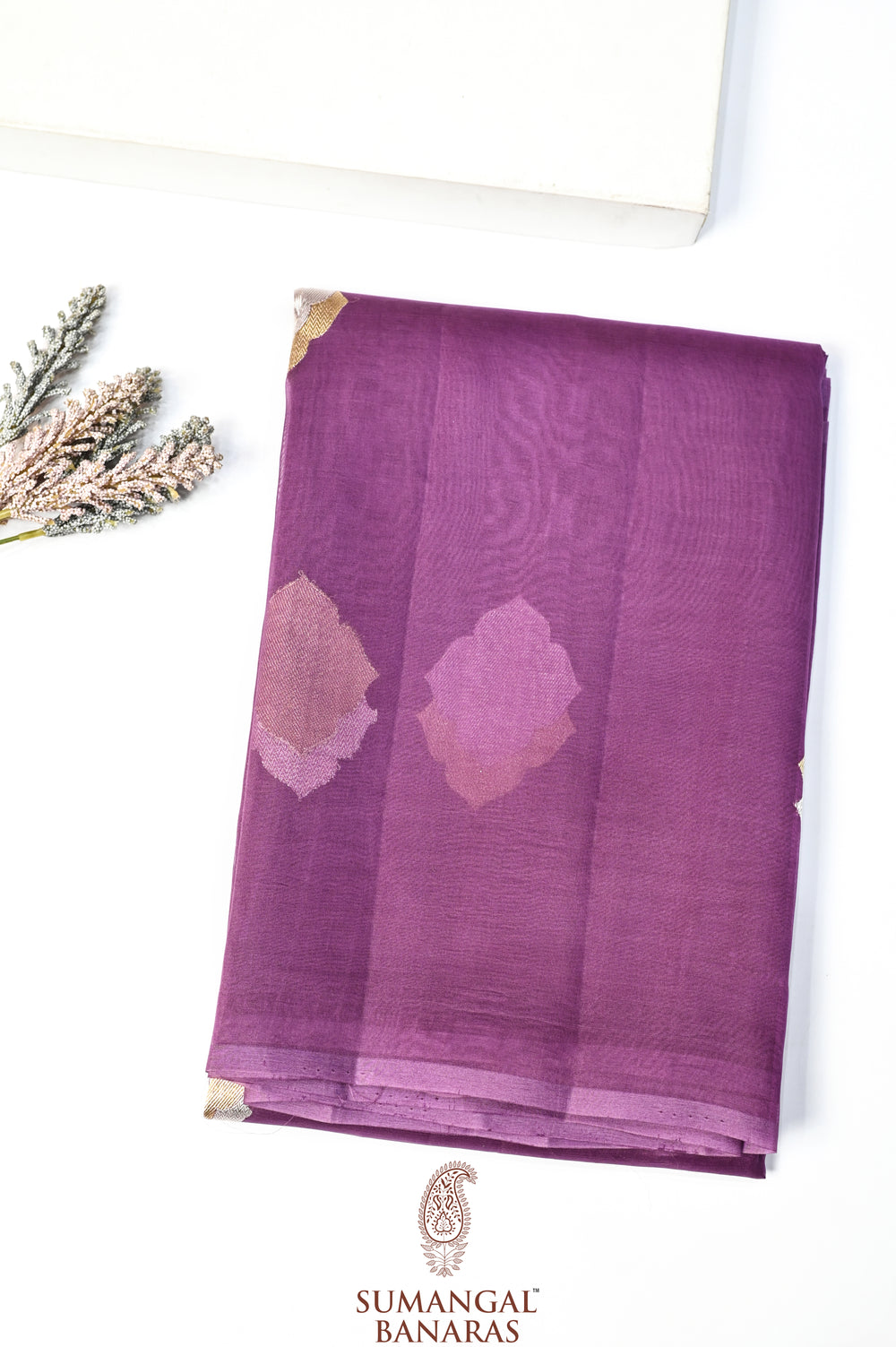 Muave Purple Sona Roopa Breezy Organza  Handwoven Banarasi Saree