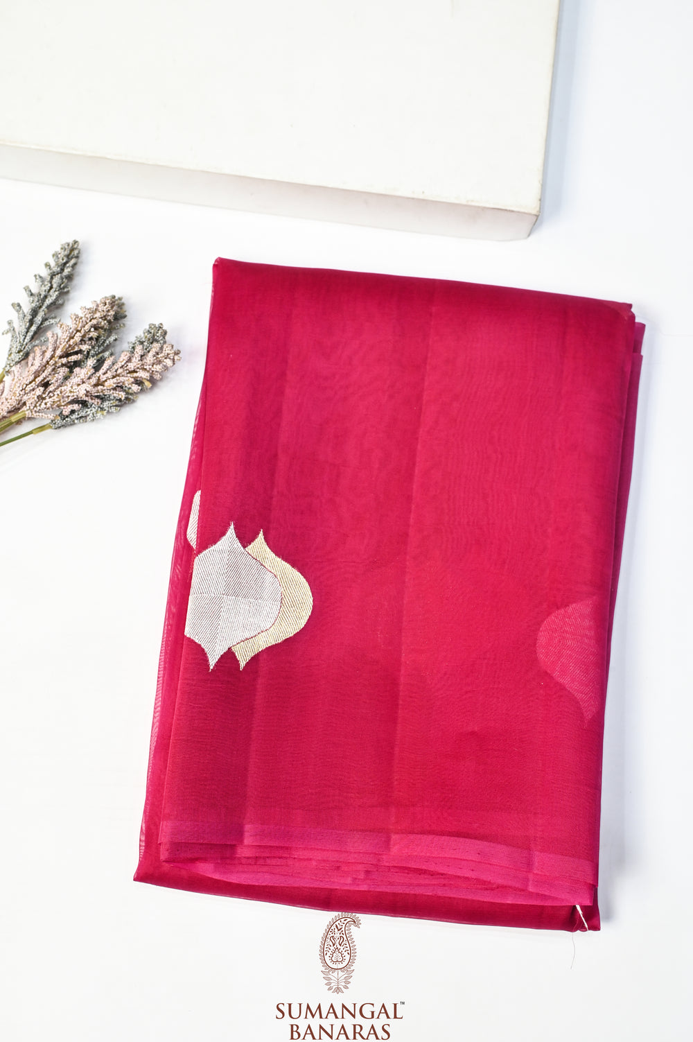 Magenta Pink Sona Roopa Breezy Organza  Handwoven Banarasi Saree