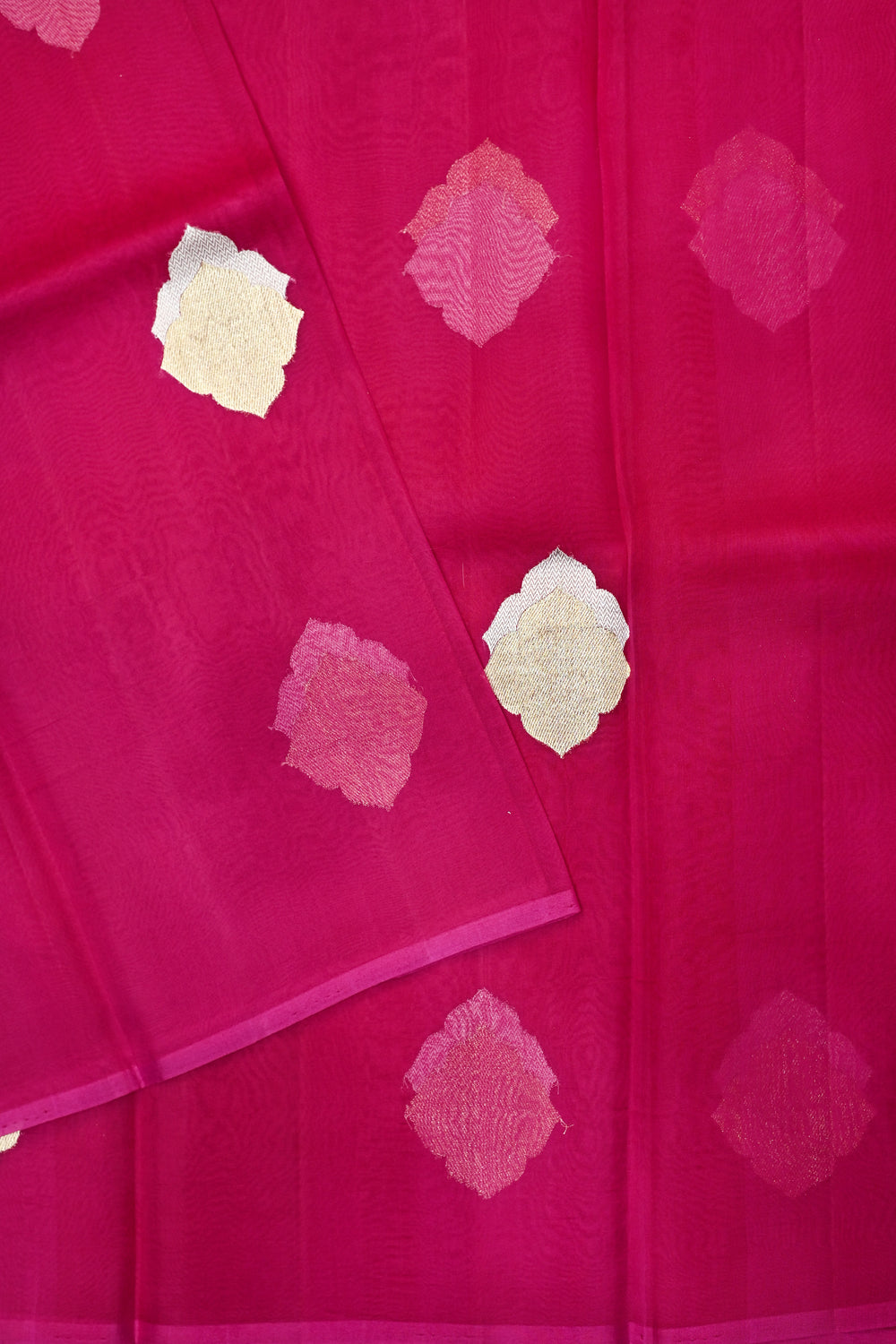 Hot Pink Sona Roopa Breezy Organza  Handwoven Banarasi Saree