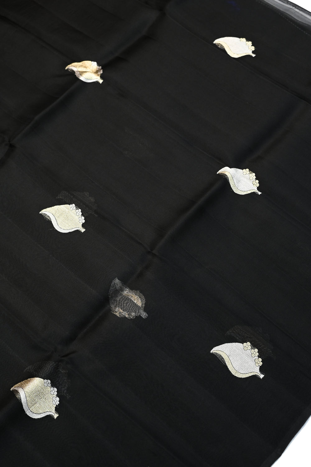 Jet Black Sona Roopa Breezy Organza  Handwoven Banarasi Saree