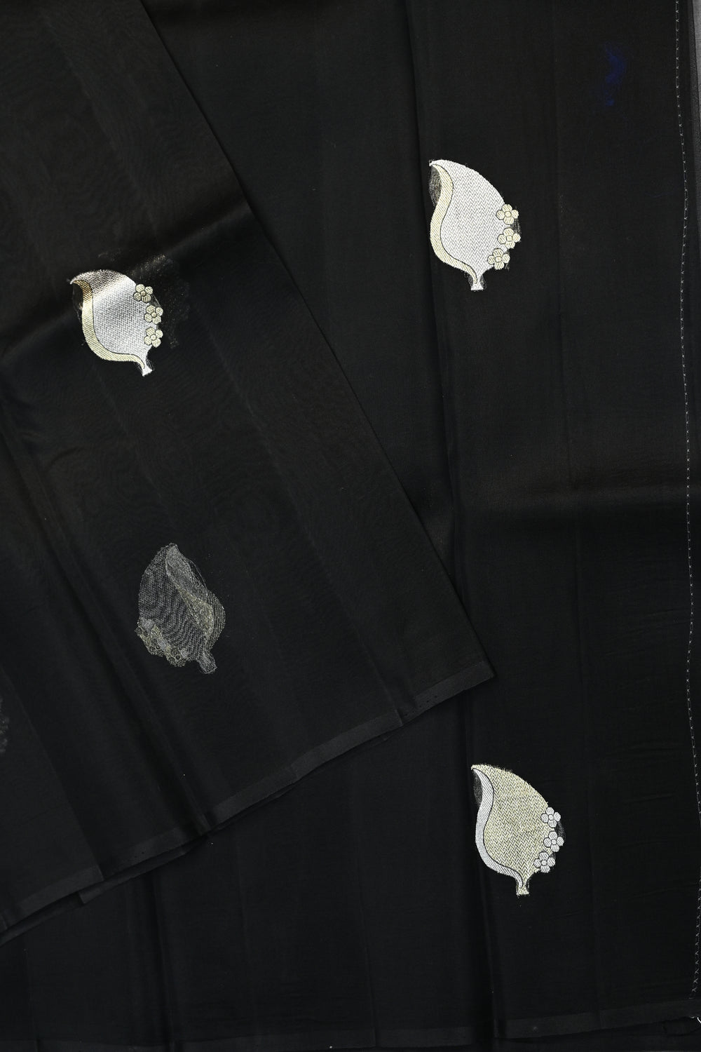 Jet Black Sona Roopa Breezy Organza  Handwoven Banarasi Saree