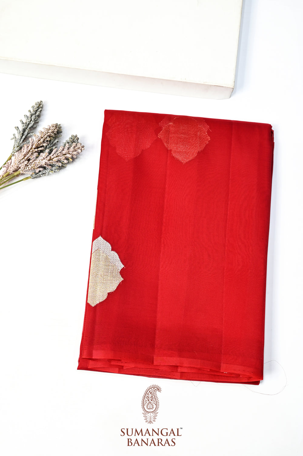 Rose Red Sona Roopa Breezy Organza  Handwoven Banarasi Saree