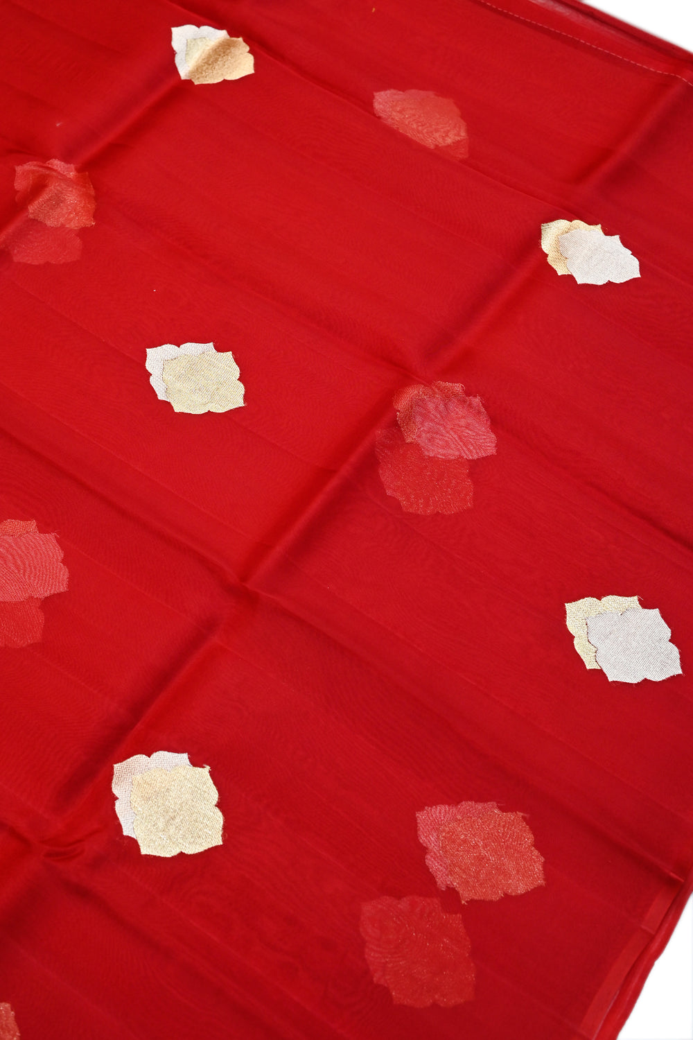 Rose Red Sona Roopa Breezy Organza  Handwoven Banarasi Saree