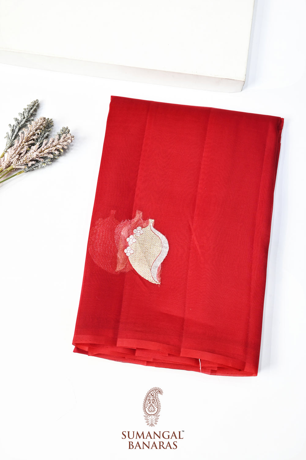 Rose Red Sona Roopa Breezy Organza  Handwoven Banarasi Saree