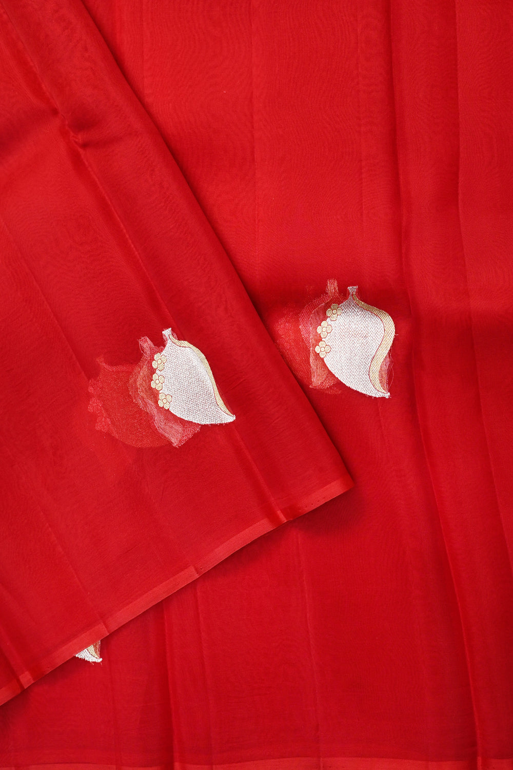 Rose Red Sona Roopa Breezy Organza  Handwoven Banarasi Saree