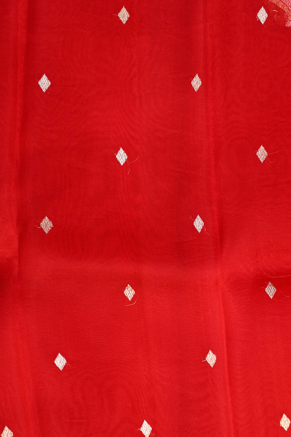 Rose Red Sona Roopa Breezy Organza  Handwoven Banarasi Saree