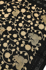 Midnight Black Resham Embroidery Breezy Organza  Handwoven Banarasi Saree