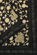 Midnight Black Resham Embroidery Breezy Organza  Handwoven Banarasi Saree