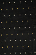 Midnight Black Resham Embroidery Breezy Organza  Handwoven Banarasi Saree