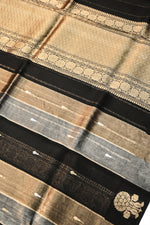 Oynx Black Stripe Katan Tissue Handwoven Banarasi Saree