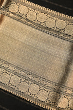 Oynx Black Stripe Katan Tissue Handwoven Banarasi Saree