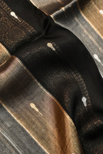 Oynx Black Stripe Katan Tissue Handwoven Banarasi Saree