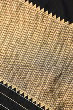 Jade Black Stripe Kora Silk Handwoven Banarasi Saree