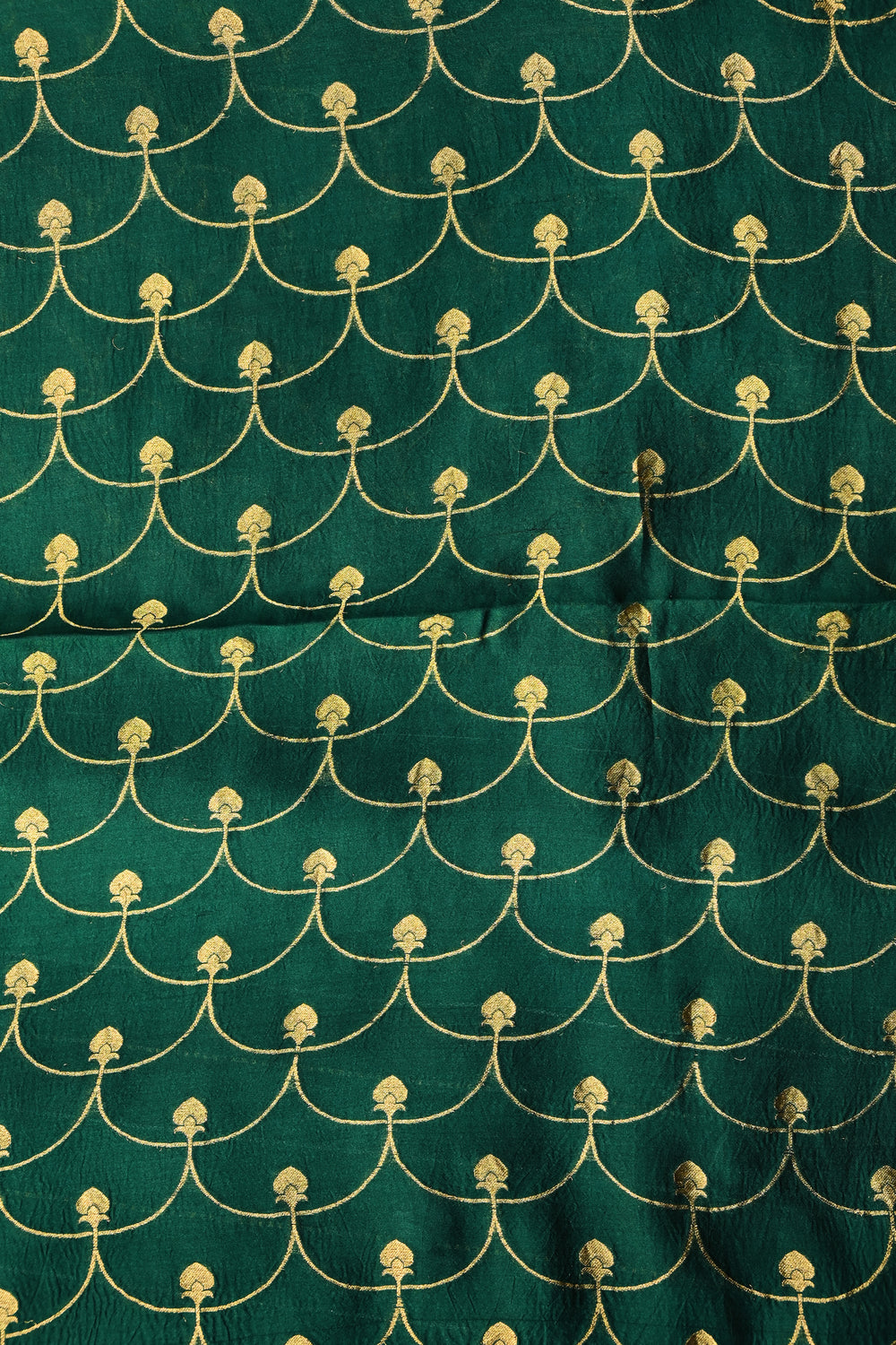 Pine Green Stripe Kora Silk Handwoven Banarasi Saree