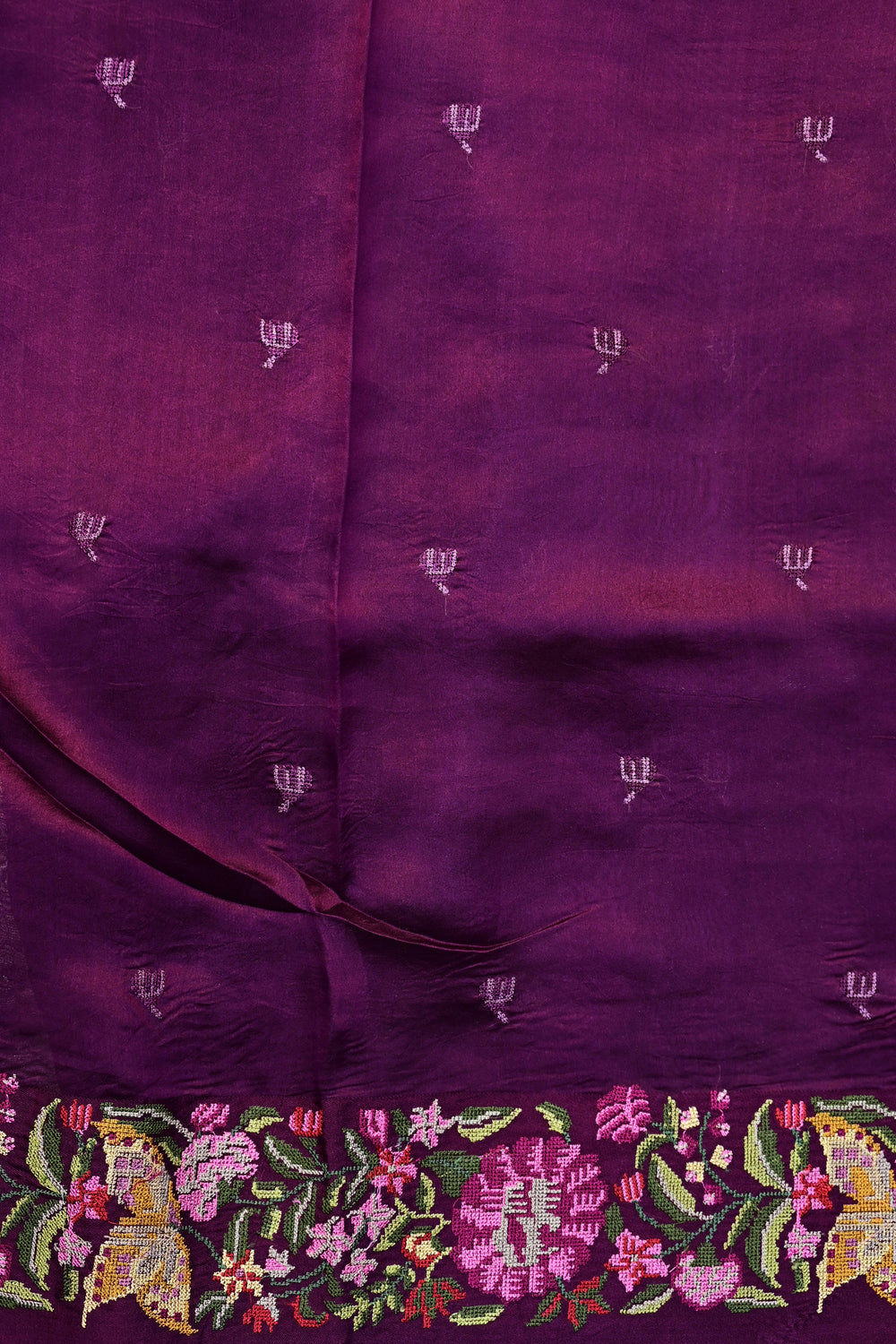 Plum Purple Stripe Tissue Silk  Handwoven Banarasi Saree