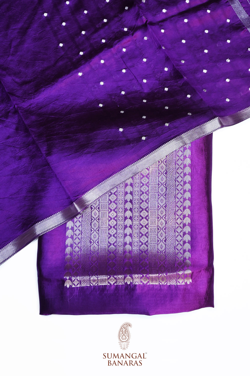 Violet Purple Geometric Soft Silk  Handwoven Banarasi Suit