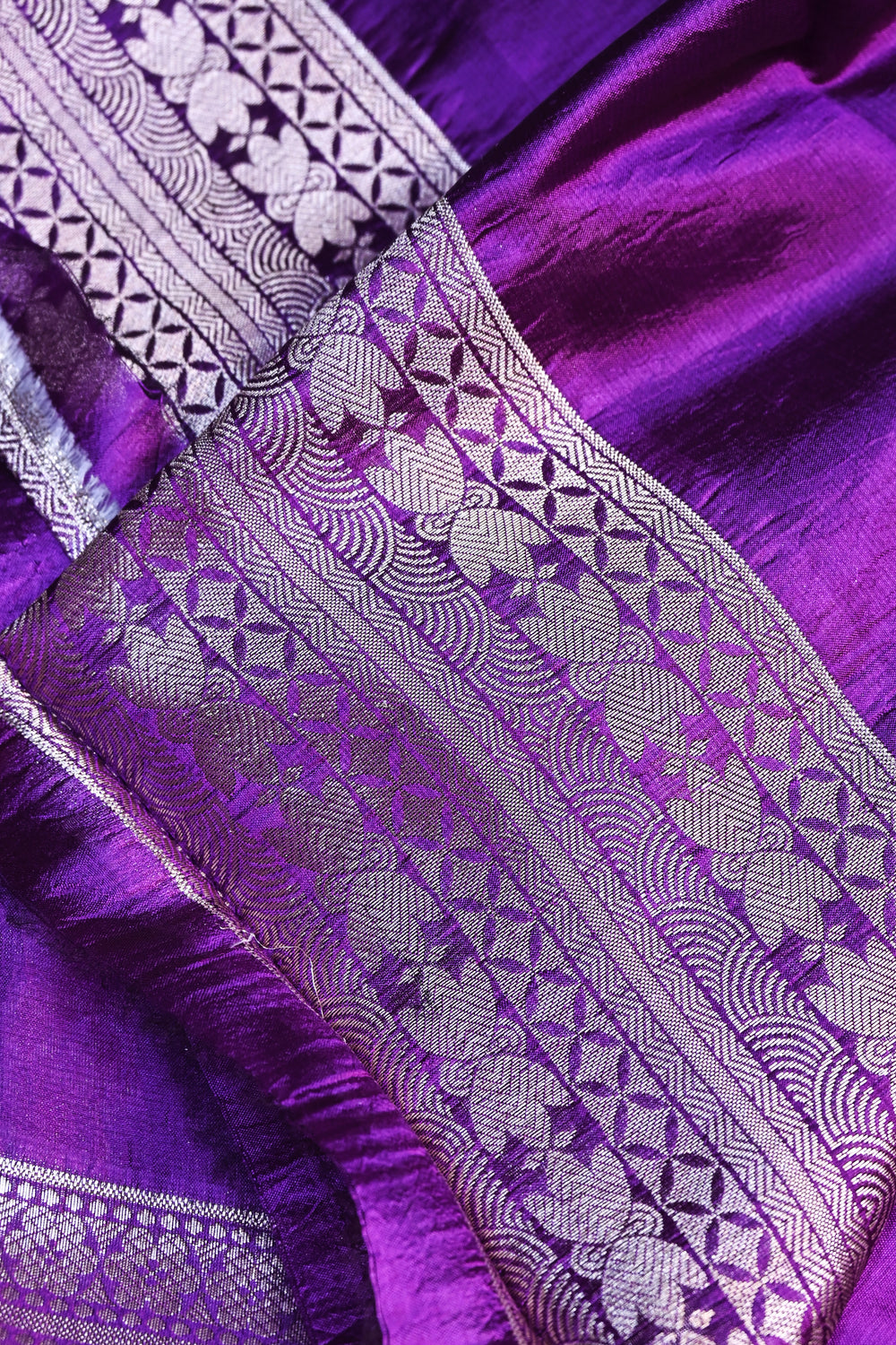 Violet Purple Geometric Soft Silk  Handwoven Banarasi Suit
