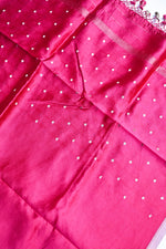 Fuschia Pink Motif Soft Silk  Handwoven Banarasi Suit