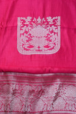 Fuschia Pink Motif Soft Silk  Handwoven Banarasi Suit