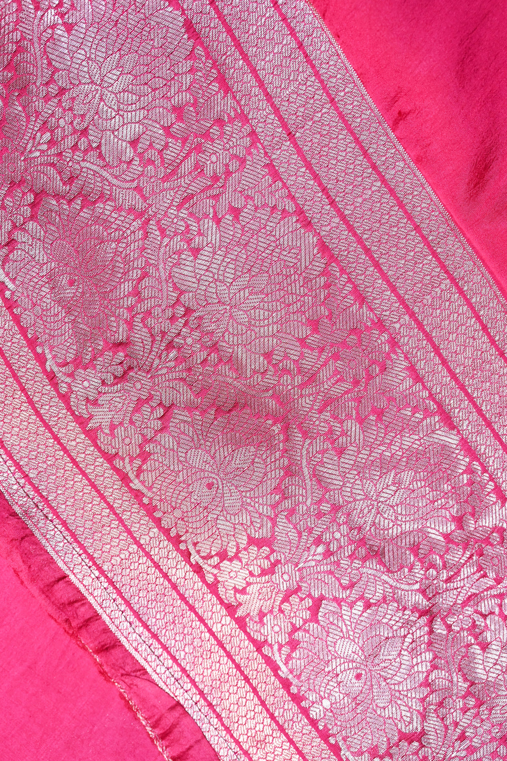 Fuschia Pink Motif Soft Silk  Handwoven Banarasi Suit