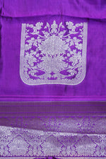 Violet Purple Motif Soft Silk  Handwoven Banarasi Suit