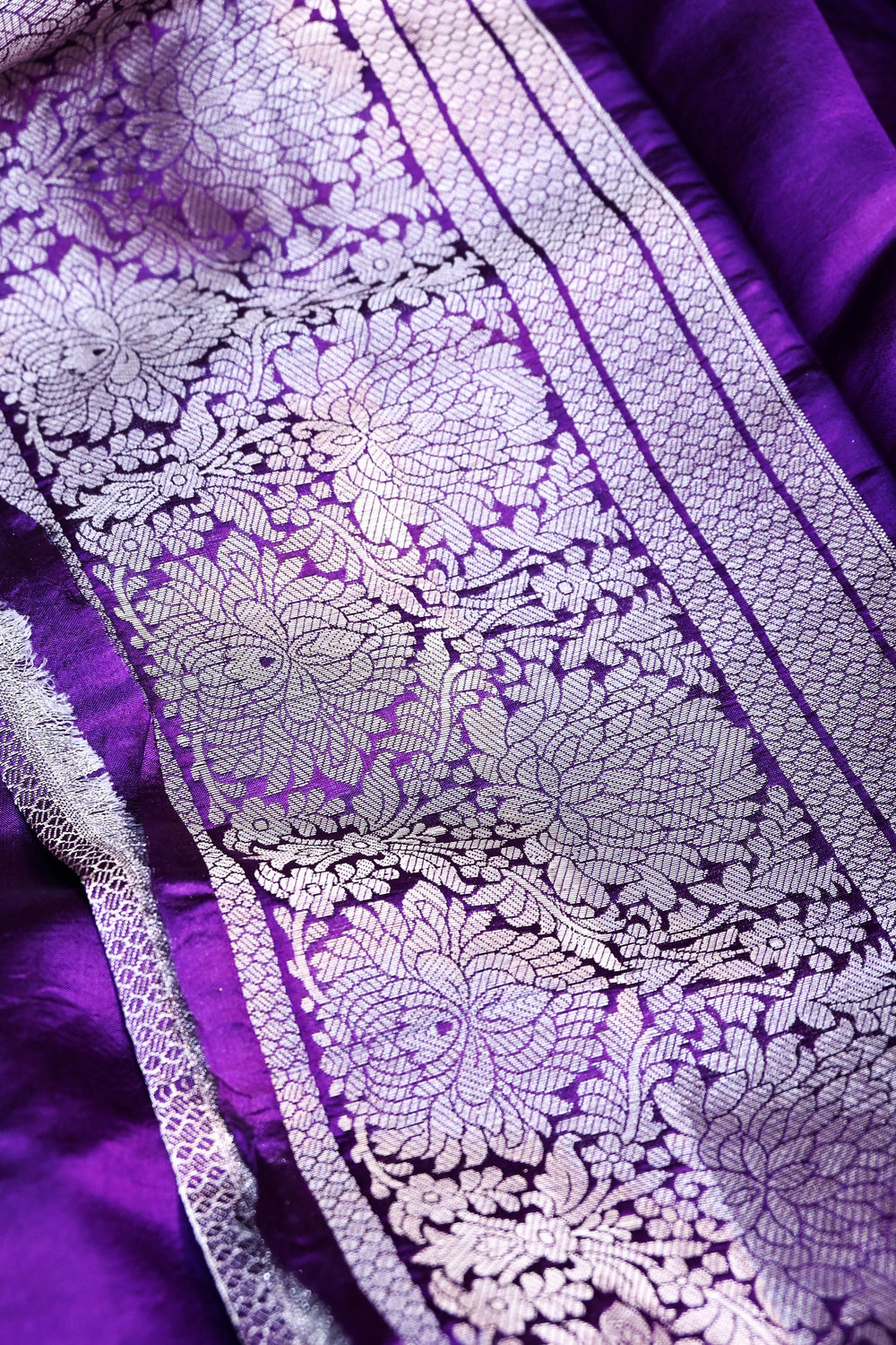 Violet Purple Motif Soft Silk  Handwoven Banarasi Suit