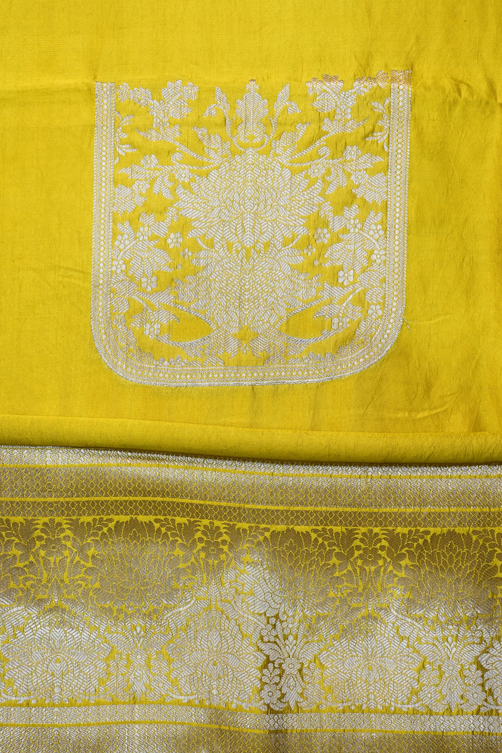 Butter Yellow Motif Soft Silk  Handwoven Banarasi Suit
