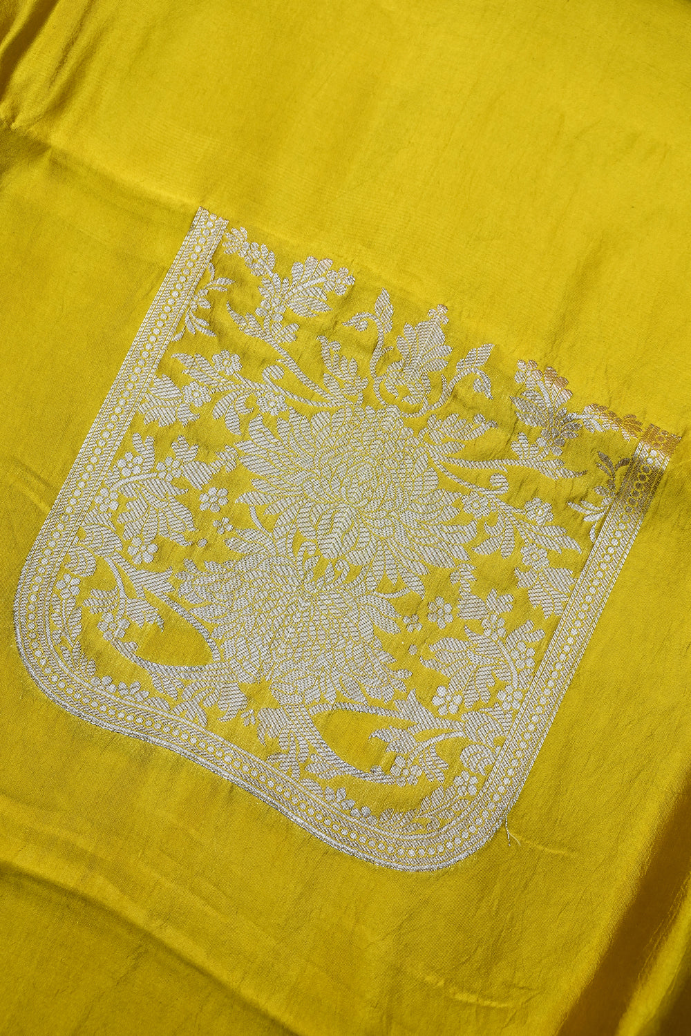 Butter Yellow Motif Soft Silk  Handwoven Banarasi Suit