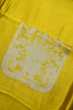 Butter Yellow Motif Soft Silk  Handwoven Banarasi Suit