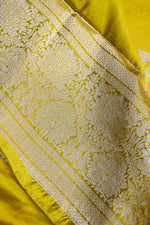 Butter Yellow Motif Soft Silk  Handwoven Banarasi Suit