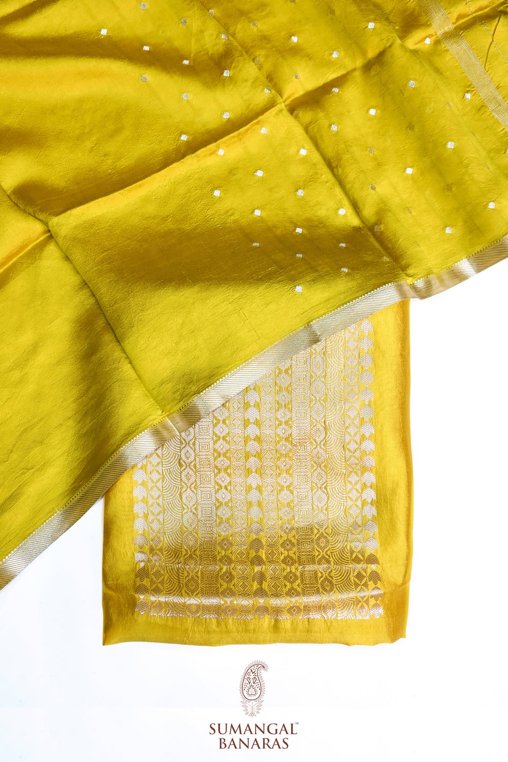 Butter Yellow Geometric Soft Silk  Handwoven Banarasi Suit
