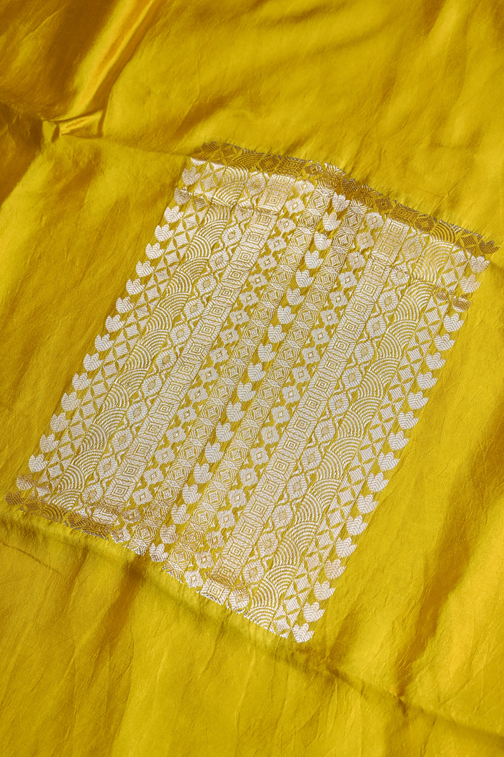 Butter Yellow Geometric Soft Silk  Handwoven Banarasi Suit