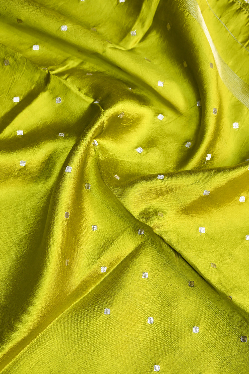Chartreuse Green Motif Soft Silk  Handwoven Banarasi Suit