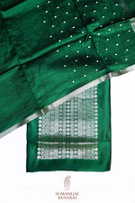Forest Green Geometric Soft Silk  Handwoven Banarasi Suit