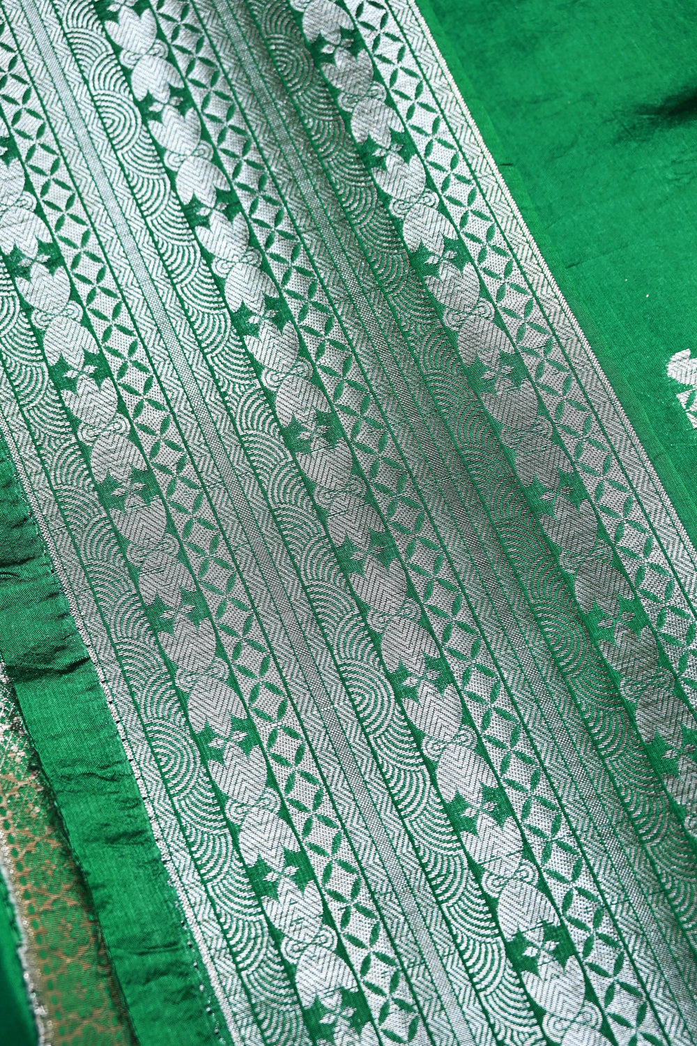 Forest Green Geometric Soft Silk  Handwoven Banarasi Suit