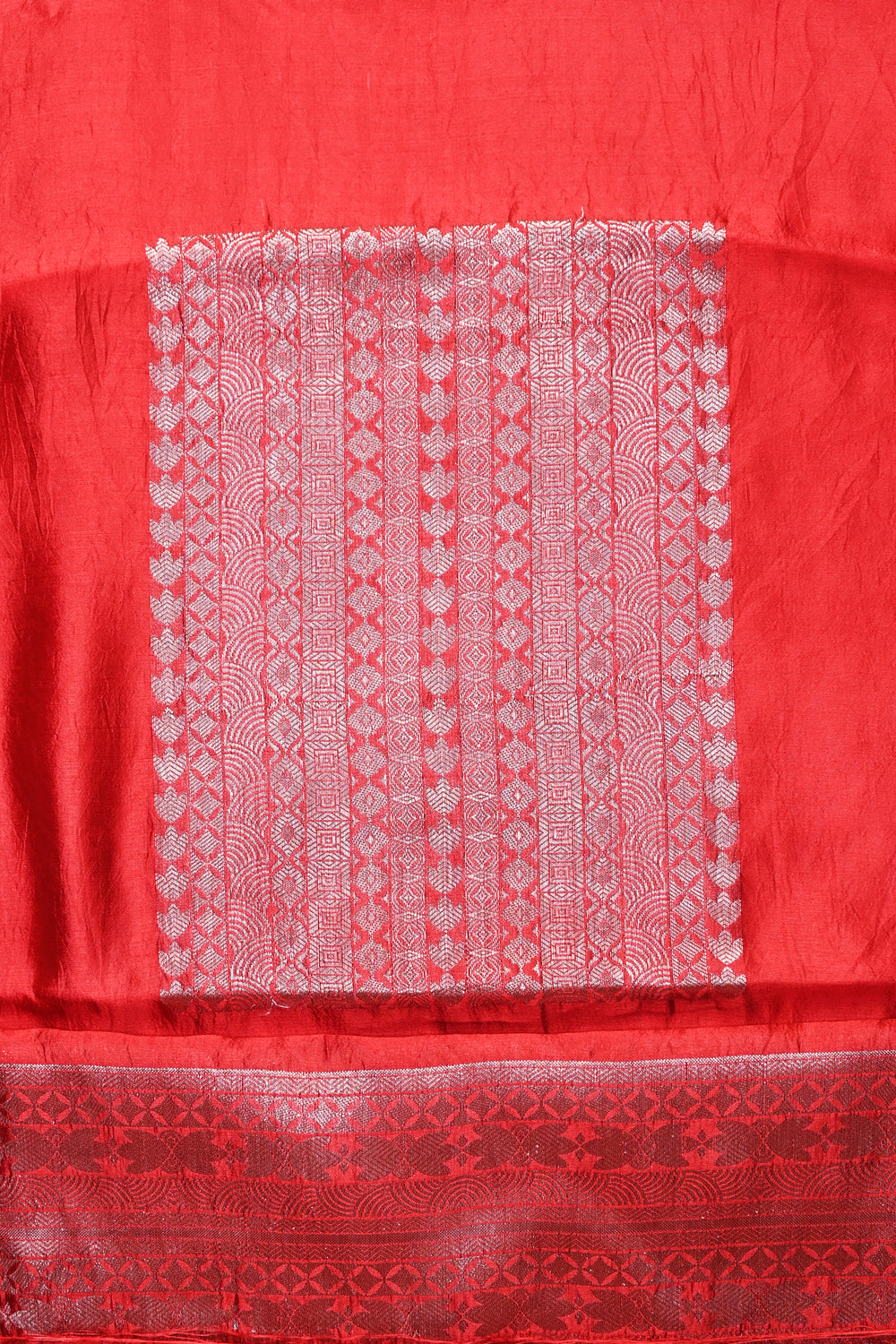Crimson Red Geometric Soft Silk  Handwoven Banarasi Suit