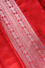 Crimson Red Geometric Soft Silk  Handwoven Banarasi Suit