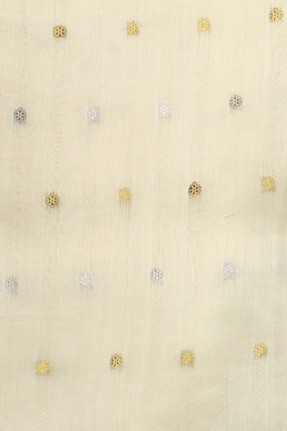 Cream White Resham Embroidery Breezy Organza  Handwoven Banarasi Saree