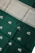 Pine Green Motif Katan Silk Handwoven Banarasi Saree