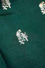 Pine Green Motif Katan Silk Handwoven Banarasi Saree