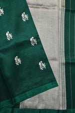 Pine Green Motif Katan Silk Handwoven Banarasi Saree