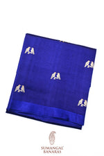 Royal Blue Motif Katan Silk Handwoven Banarasi Saree