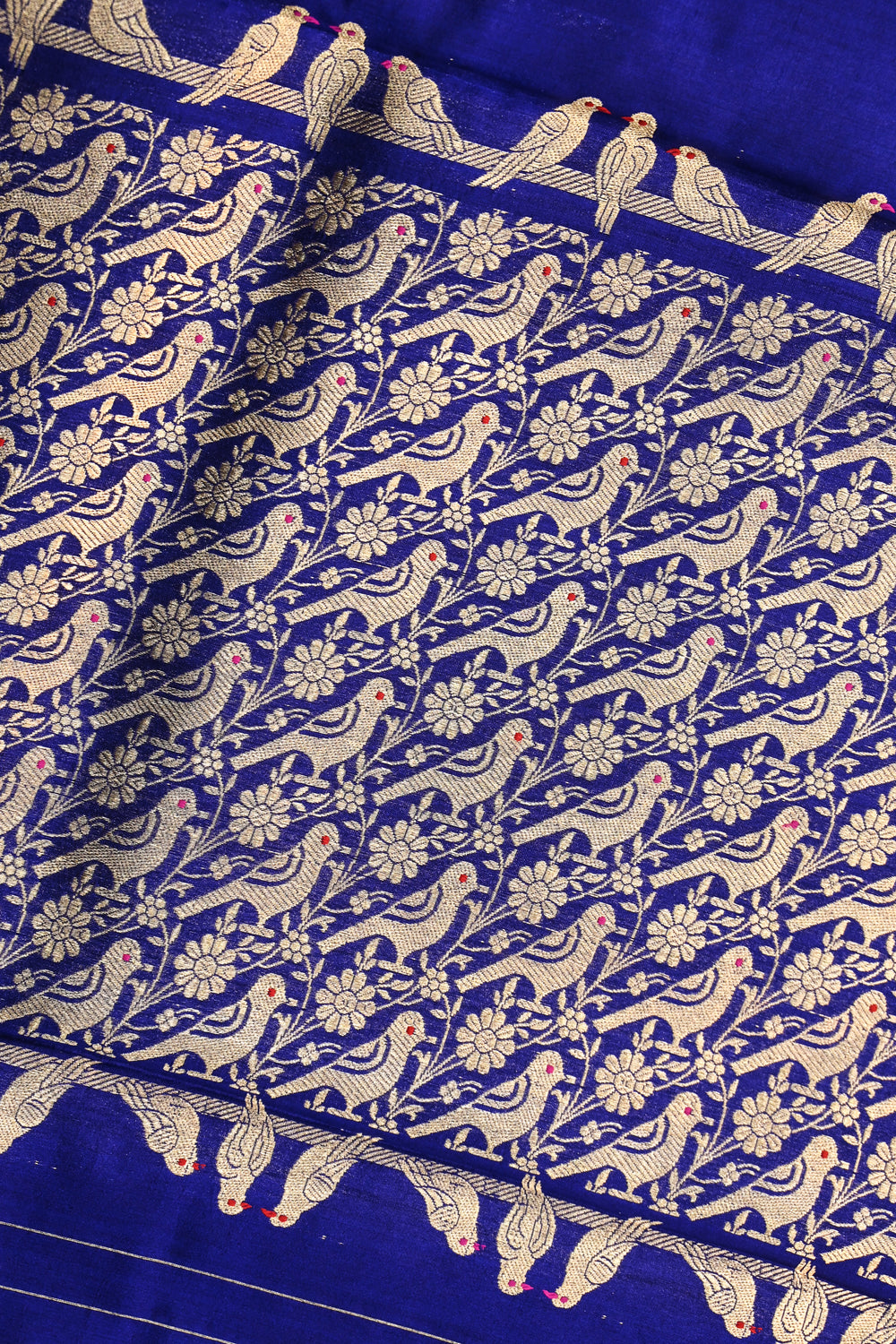 Royal Blue Motif Katan Silk Handwoven Banarasi Saree