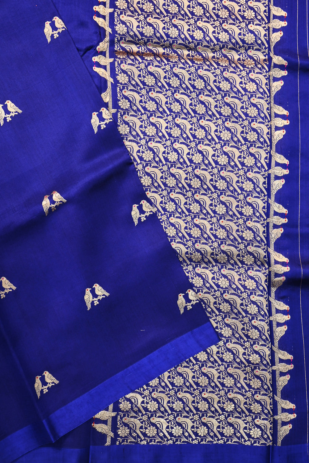 Royal Blue Motif Katan Silk Handwoven Banarasi Saree