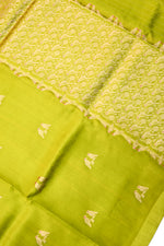Lime Green Motif Katan Silk Handwoven Banarasi Saree