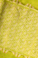 Lime Green Motif Katan Silk Handwoven Banarasi Saree