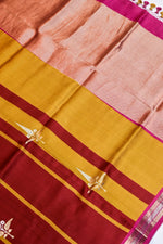 Rose Red Motif Katan Silk Handwoven Banarasi Saree