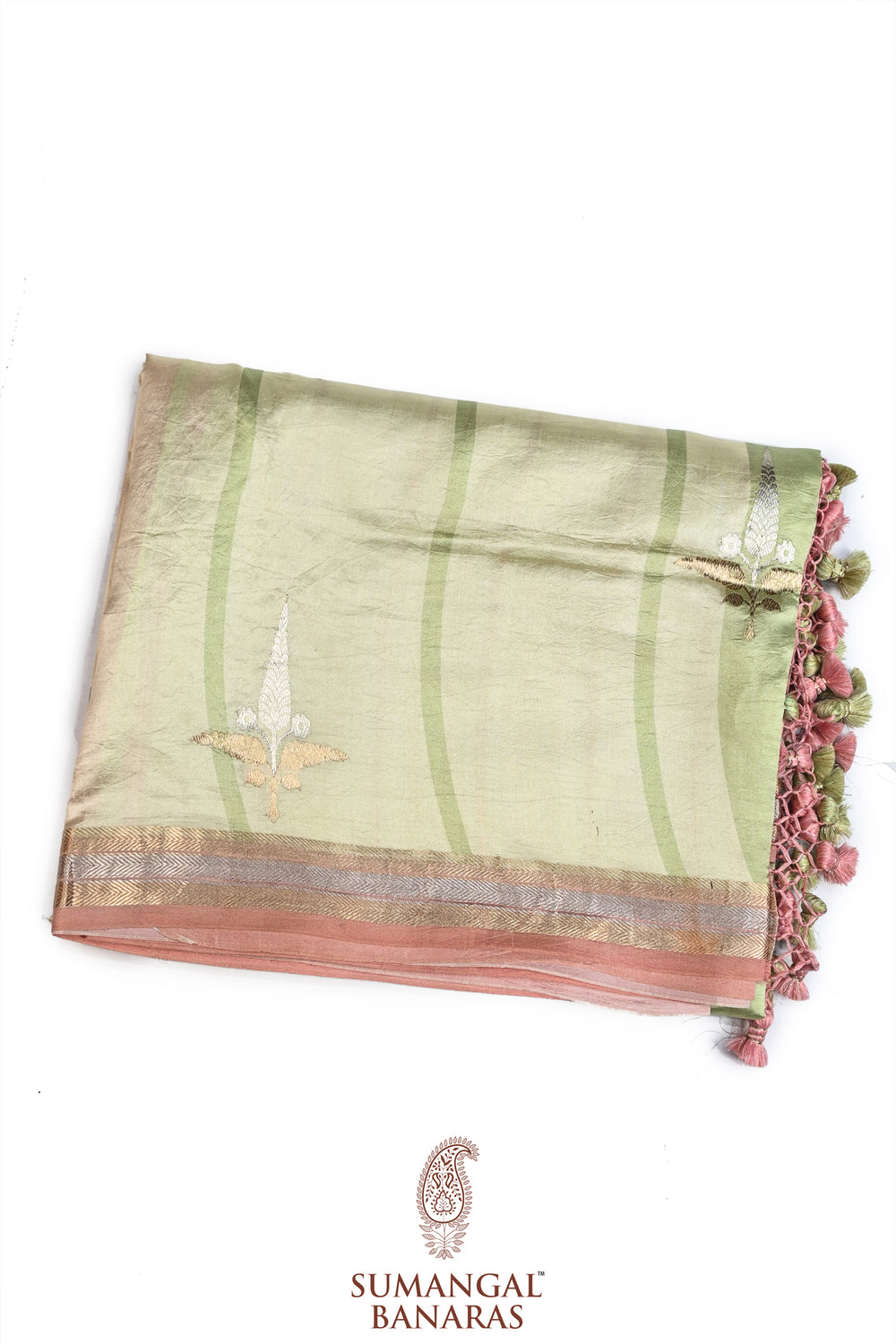 Oyster Tan Motif Katan Silk Handwoven Banarasi Saree