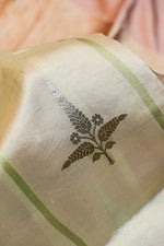 Oyster Tan Motif Katan Silk Handwoven Banarasi Saree